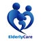 Elderly healthcare heart shaped logo. Nursing home sign