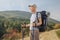 Elderly hiker looking away outdoors