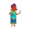 elderly indian woman offering tea cup to friend cartoon vector