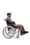 Elderly injured man in a wheelchair