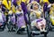 Elderly Japanese Festival Dancers in wheelchairs