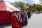 Elderly Kalmyk women in national costumes and headdresses. Elista. Republic of Kalmykia. Russia