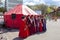 Elderly Kalmyk women in national costumes and headdresses. Elista. Republic of Kalmykia. Russia