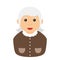 Elderly Lady Avatar Flat Icon on White