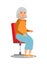 Elderly Lady Sitting in Chair Flat Illustration