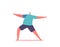 Elderly Male Character Stand in Warrior Yoga Asana Pose. Old Man in Sports Wear Training, Doing Practice, Active Life