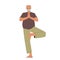 Elderly Male Character Stand in Yoga Asana Pose. Old Man Wearing Sports Wear Training, Doing Sport Practice, Active Life