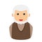 Elderly Man Avatar Flat Icon on White