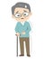 Elderly man with a cane for hemiplegia