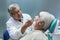 Elderly man at the dentist.