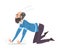 Elderly Man Fell Down on the Floor, Retired Person Falling on His Knees, Accident, Pain or Injury Cartoon Style Vector