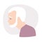 Elderly man with gray hair beard and wrinkles. Flat vector illuctration. Male Portrait in profile Mature caucasian senior portrait