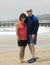 Elderly man and his Korean wife standing on Mission Beach