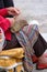 Elderly man makes baskets for use in the fishing industry in the traditional way, in Gallipoli, Puglia, Italy.