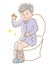 Elderly man with regular bowel movement sitting on toilet seat.  Health care concept