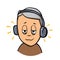 Elderly man, senior retired guy with headphones listening to the music. Flat design icon. Flat vector illustration