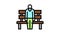 elderly man sitting on bench color icon animation