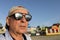 Elderly man in sunglasses