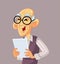 Elderly Man Using a Pc Tablet Vector Cartoon