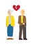 Elderly Man and woman couple with broken heart. Concept of divorce, disagreement or separation