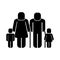 Elderly man and woman with grandchilds pictogram