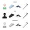 Elderly men, tablets, pigeons, walking cane.Old age set collection icons in cartoon,black,monochrome style vector symbol