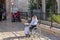 An elderly Muslim Arab sits near the Damascus Gate and begs for alms in the Muslim part of the old city of Jerusalem, Israel