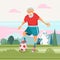 Elderly pensioners engaged in sports. Vector illustration.