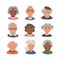 Elderly people avatar set. Portraits of old people on white background. Senior people flat Vector illustration.