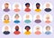 Elderly people avatars. Old person faces for web cv or id doc vector characters portraits collection