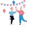 Elderly people birthday or family celebration vector illustration isolated.