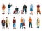 Elderly people. Cartoon old retired man woman, modern mature persons wearing trendy fashion clothes, active senior