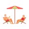 Elderly people characters on a loungers