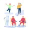 Elderly people characters on relaxes on a ski resort