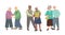 Elderly people couples. Different ethnic and nationality. Asian, African American and European men and women. Vector illustrations