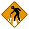 Elderly people crossing traffic sign. Yellow diamond shaped warning road sign with old people pictogram inside. Vector