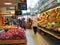 Elderly people shopping in mask due coronavirus restriction on a fruit and vegetable food market