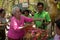 The elderly people showering buddha statue on Songkran day,