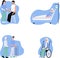 Elderly people vector set. Collection of elderly men in the hospital.