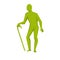 Elderly person isolated green figure with cane