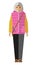 Elderly positive woman in a bright vest. flat vector isolated clipart