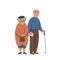 Elderly senior man and woman in glasses standing together. Aged grey haired couple. Nursing home. Senior people