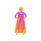 Elderly superhero standing in heroic posture with arms akimbo. Old grandfather character in classic comics costume with