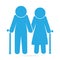 Elderly symbol. old people blue icon