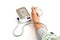 Elderly woman Checking blood pressure with salt