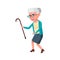 Elderly Woman Dancing Dance With Stick Vector