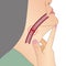 Elderly woman difficulty swallowing, dysphagia, unhealth, illustration on white background