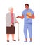 Elderly woman and doctor. Reception of geriatric doctor, therapist, narrow specialist.