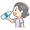 Elderly woman drinking plastic bottle of water