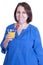 Elderly woman drinks orange juice